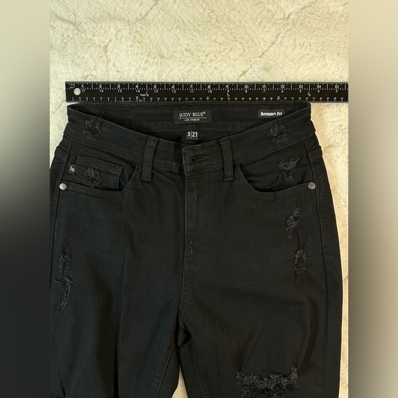 Judy Blu women’s high rise boyfriend fit black jeans size 5 waist size 27 - Picture 3 of 6